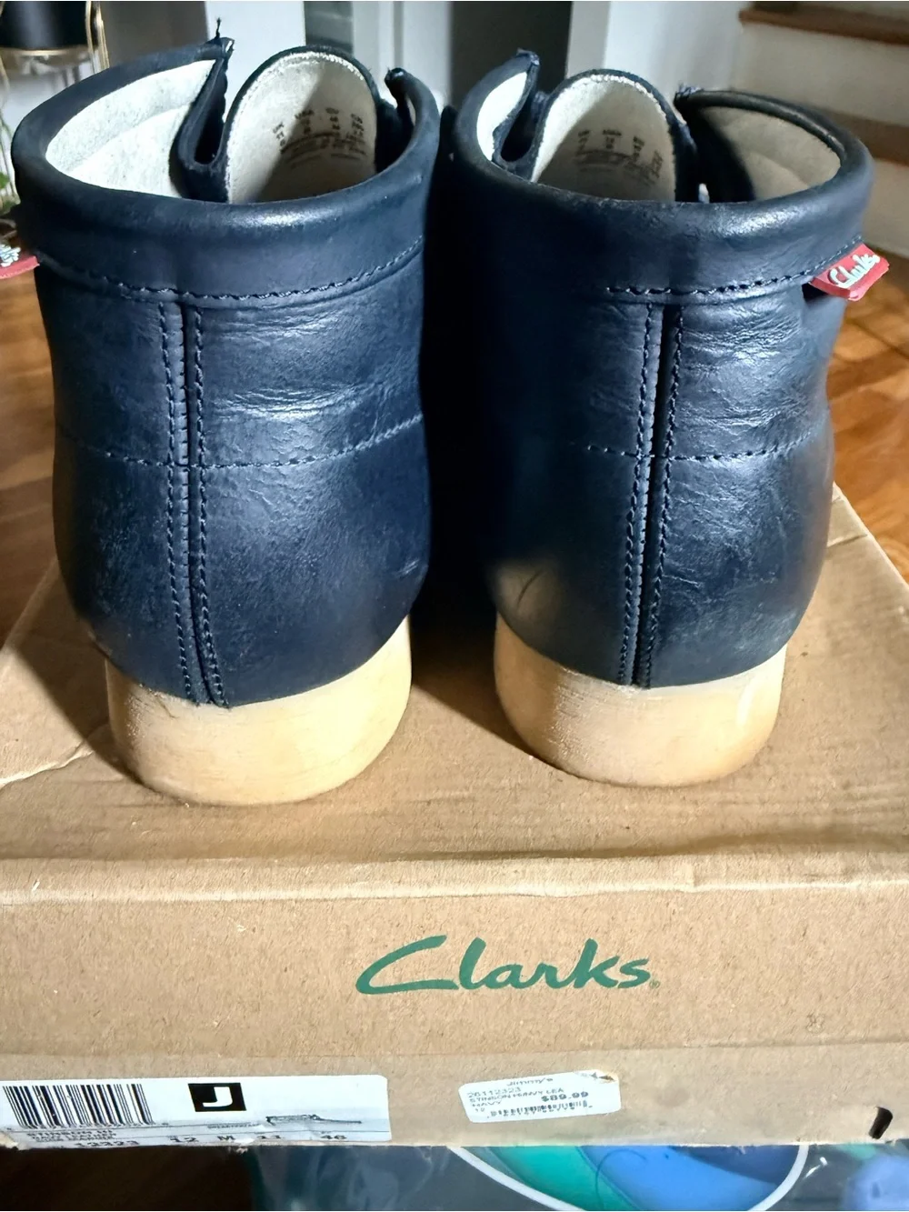 Clarks Men’s Navy Leather Chukka Boots with Crepe Sole